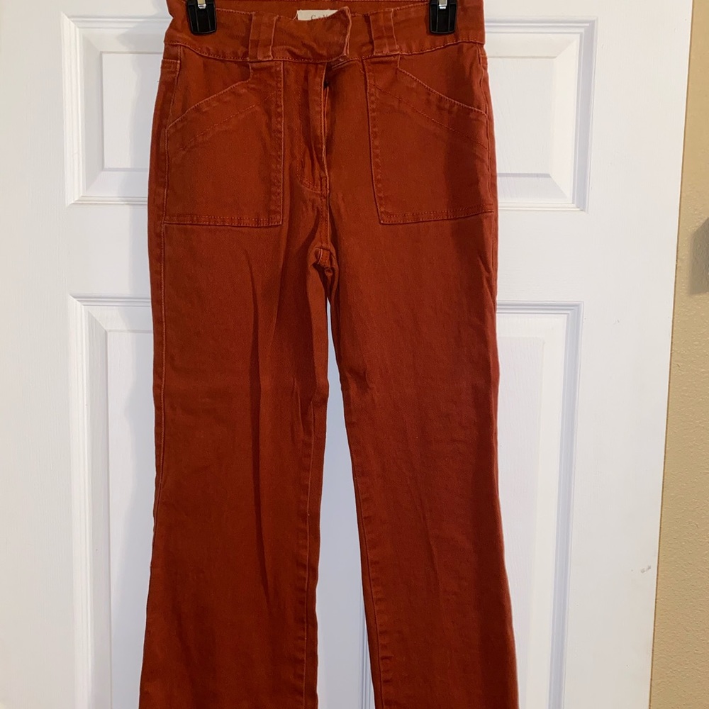 Chelsea and violet burnt orange wide leg jeans
